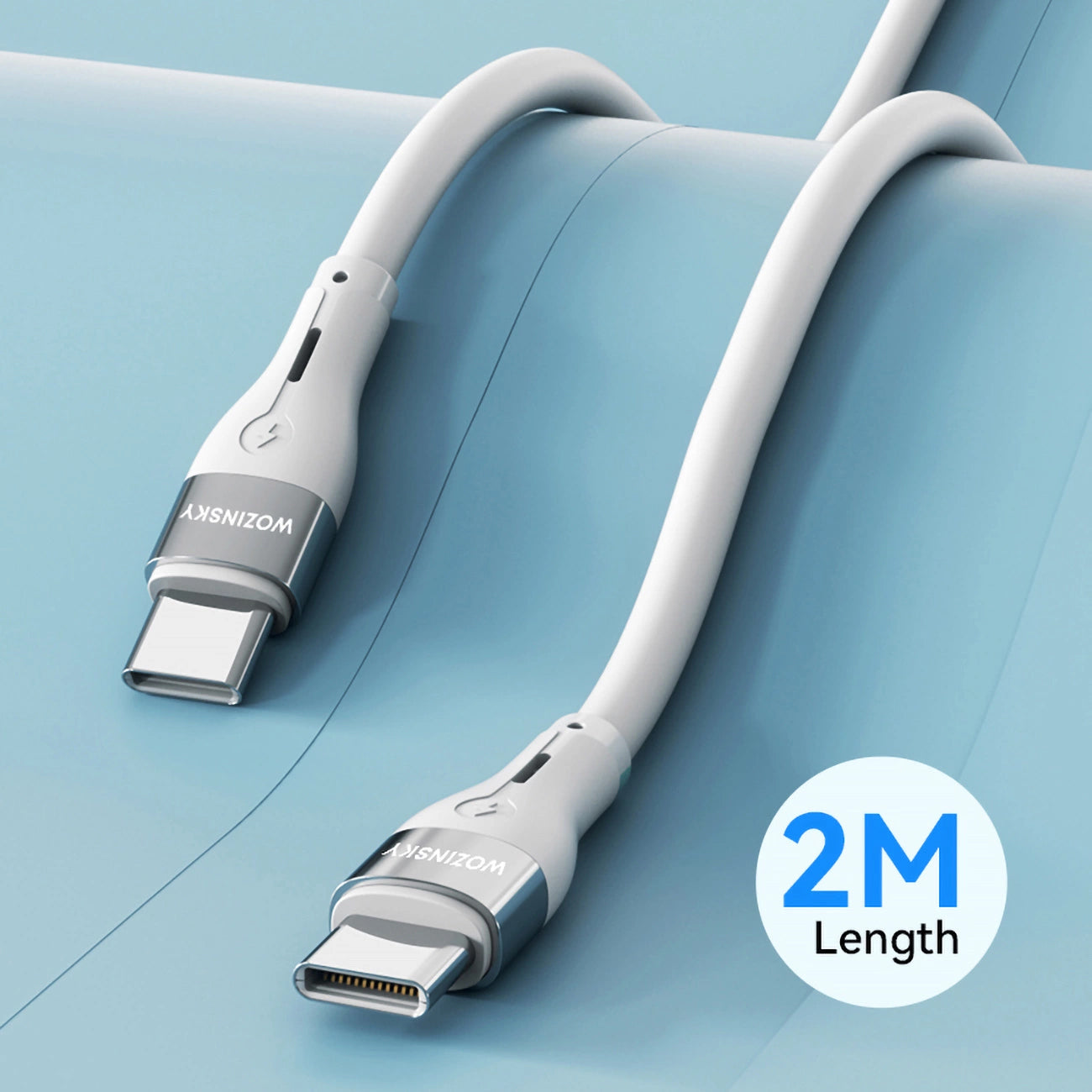 Kabl za punjenje USB-C - USB-C WZK WSTCC2, 65W, 2m, Beli