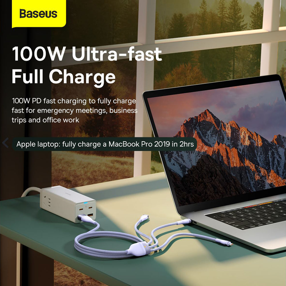 Kabl za punjenje USB-C - Lightning / microUSB / USB-C Baseus Flash Series II 3in1, 100W, 1.5m, Plavi P10382702121-01