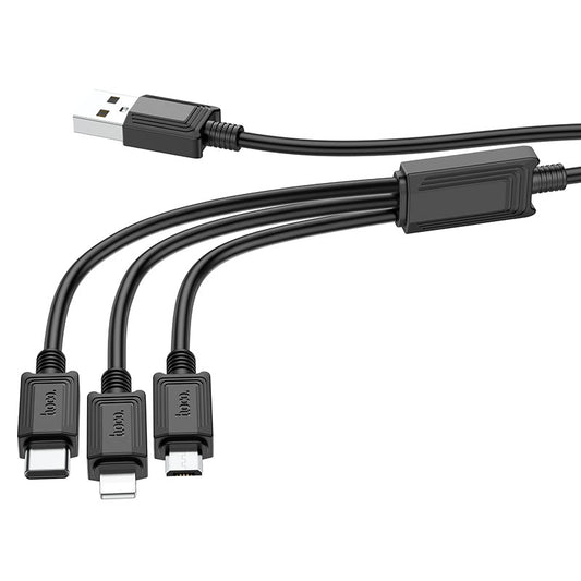 Kabl za punjenje USB-A - Lightning / microUSB / USB-C HOCO X74 3in1, 18W, 1m, Crni