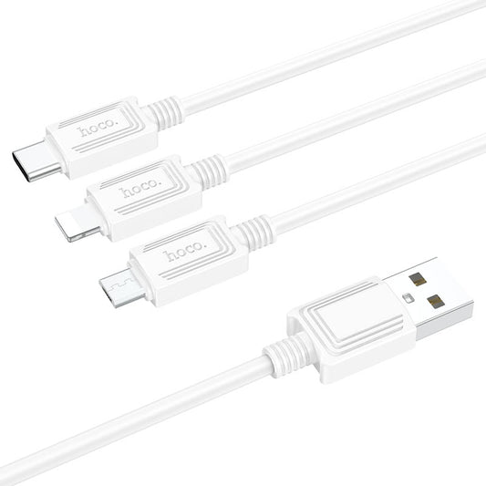Kabl za punjenje USB-A - Lightning / microUSB / USB-C HOCO X74 3u1, 18W, 1m, Beli