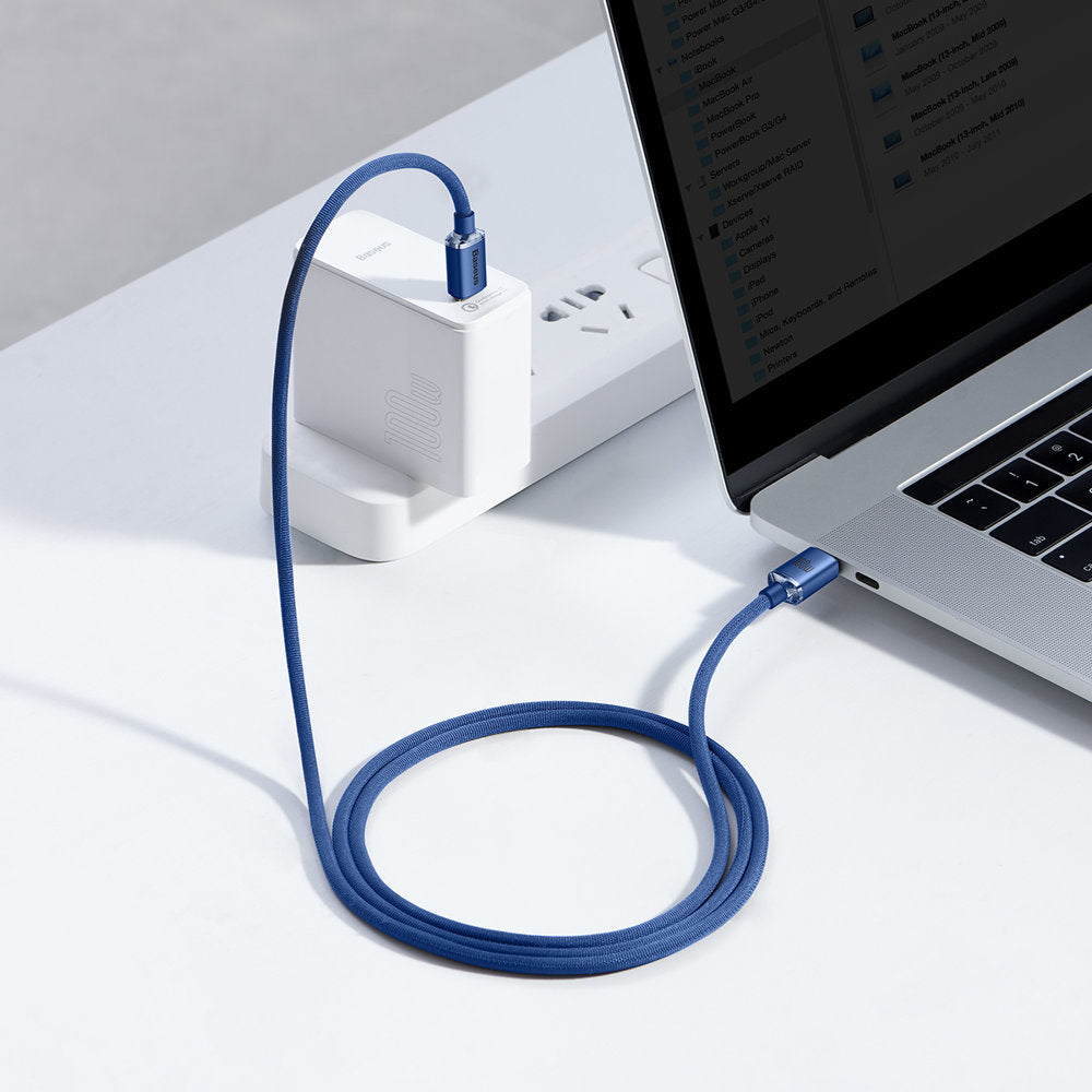 Kabl za prenos podataka i punjenje USB-C - USB-C Baseus Crystal Shine Series, 100W, 1.2m, Plavi CAJY000603
