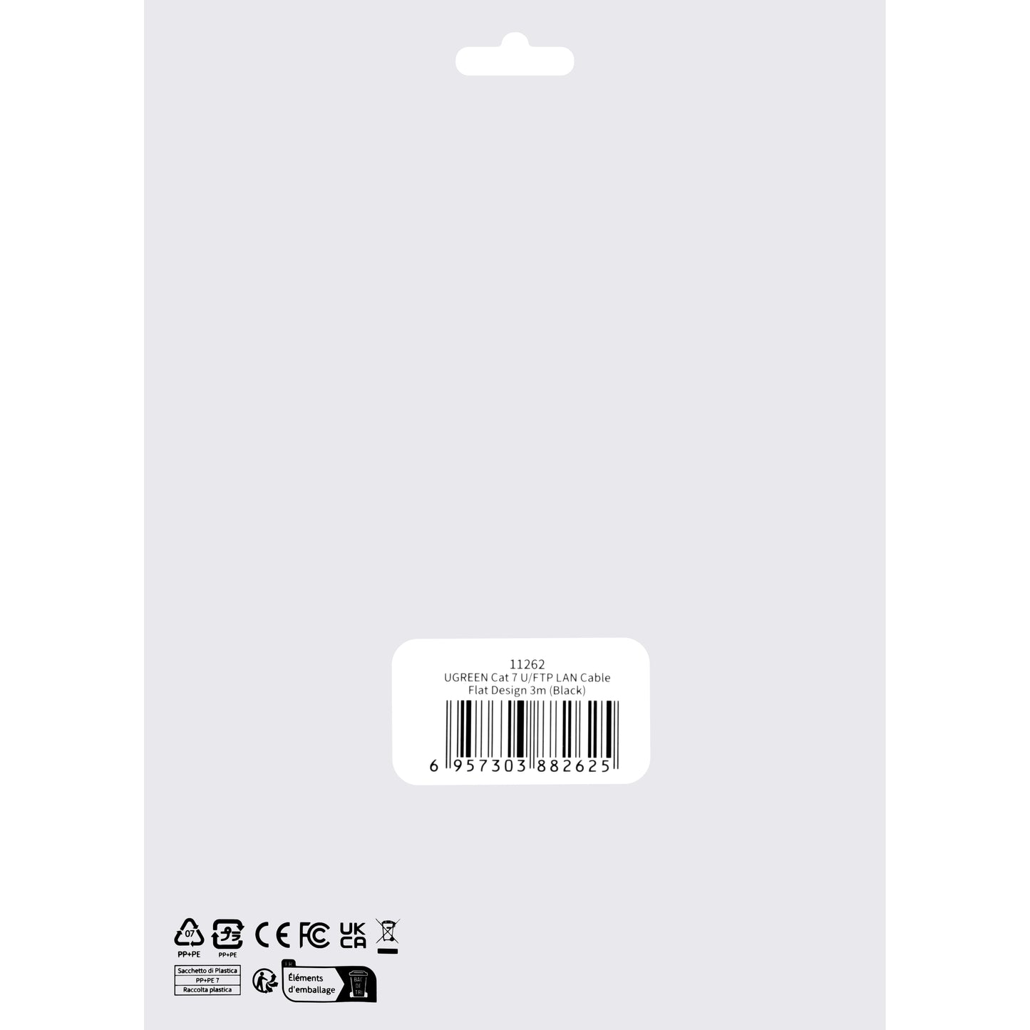 Kabl za mrežu UGREEN NW106 Flat, UTP, Cat7, 3m, Crni