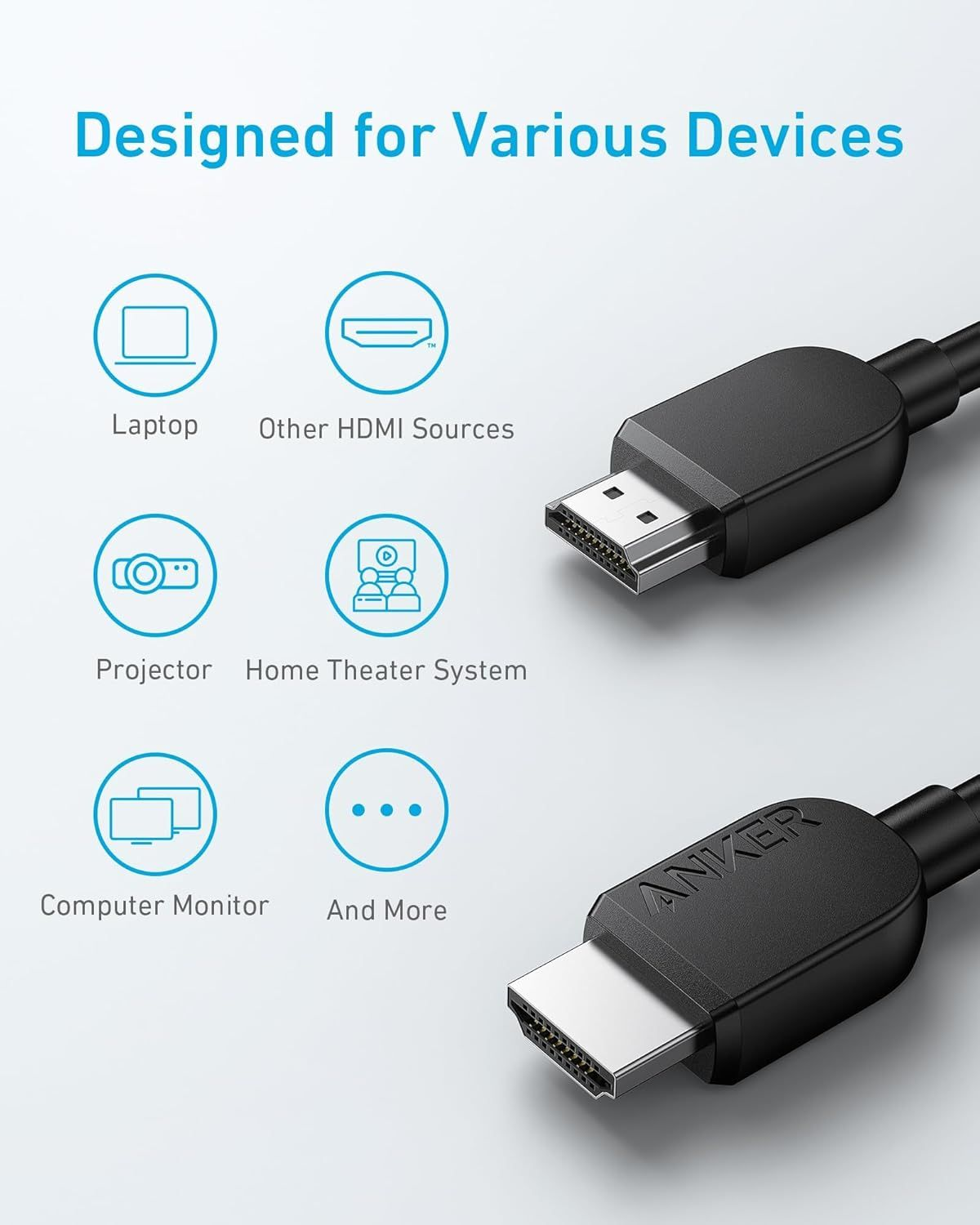 Video kabl Anker, HDMI - HDMI, 8K, 1.8m, Crni A8742011