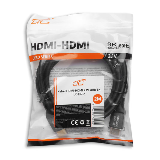 Video kabl LTC Gold, HDMI - HDMI, 8K, 2m, Crni