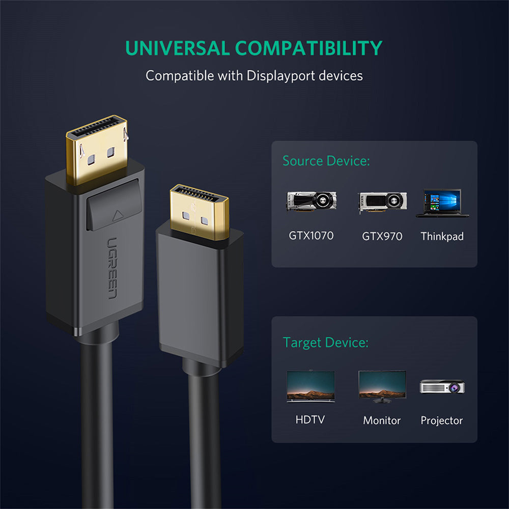 Kabl Video UGREEN DP102, DisplayPort - DisplayPort, 4K, 2m, Crni