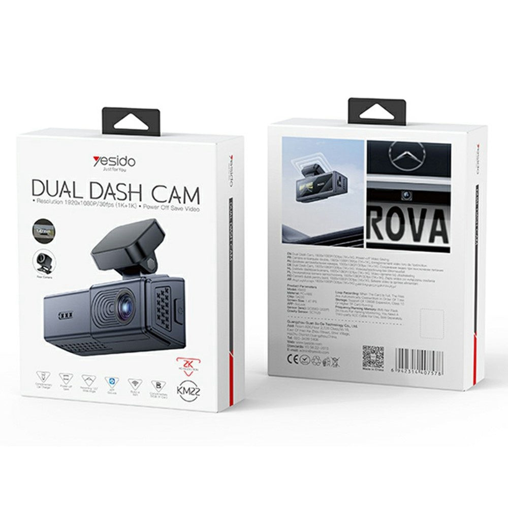Kamera za auto Yesido KM22, 1080P, Wi-Fi, Crna