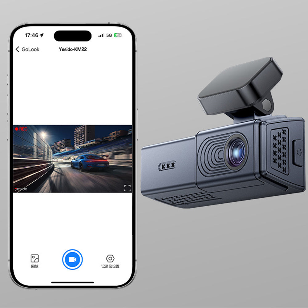Kamera za auto Yesido KM22, 1080P, Wi-Fi, Crna
