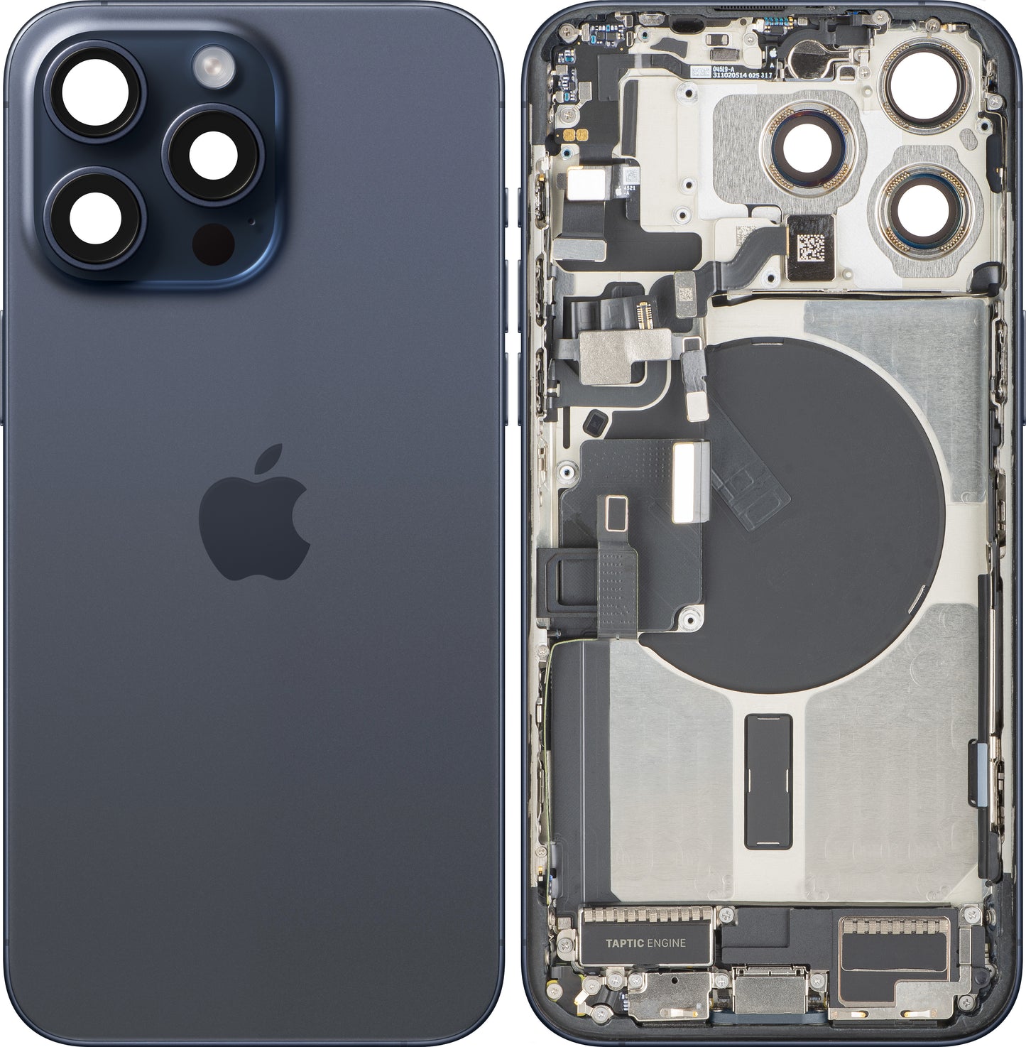 Kućište baterije Apple iPhone 15 Pro Max, sa srednjim kućištem, komplet delova, plavo (Blue Titanium), zamena