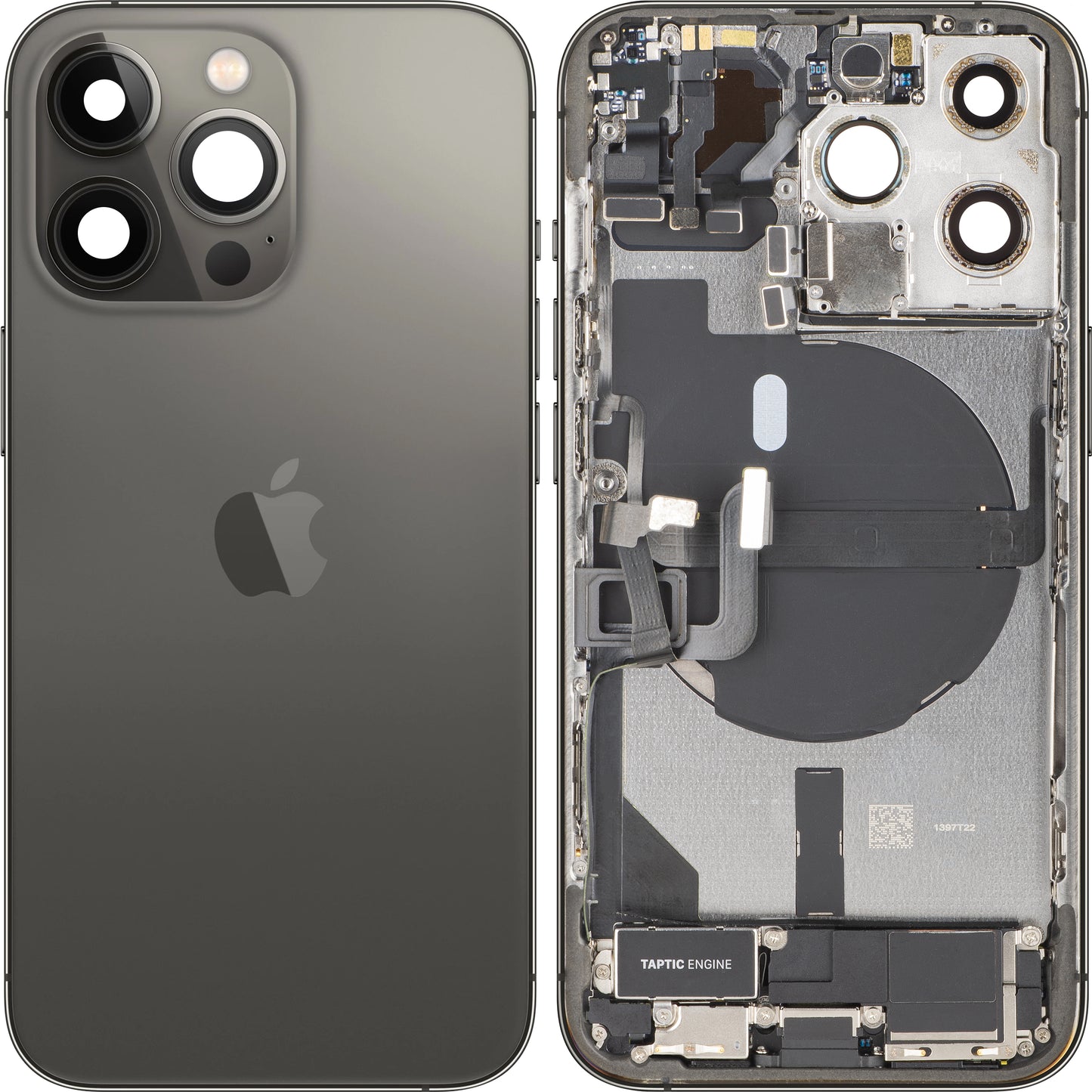 Poklopac baterije Apple iPhone 13 Pro, sa srednjom kućištem, kompletan, crni (grafit), zamena
