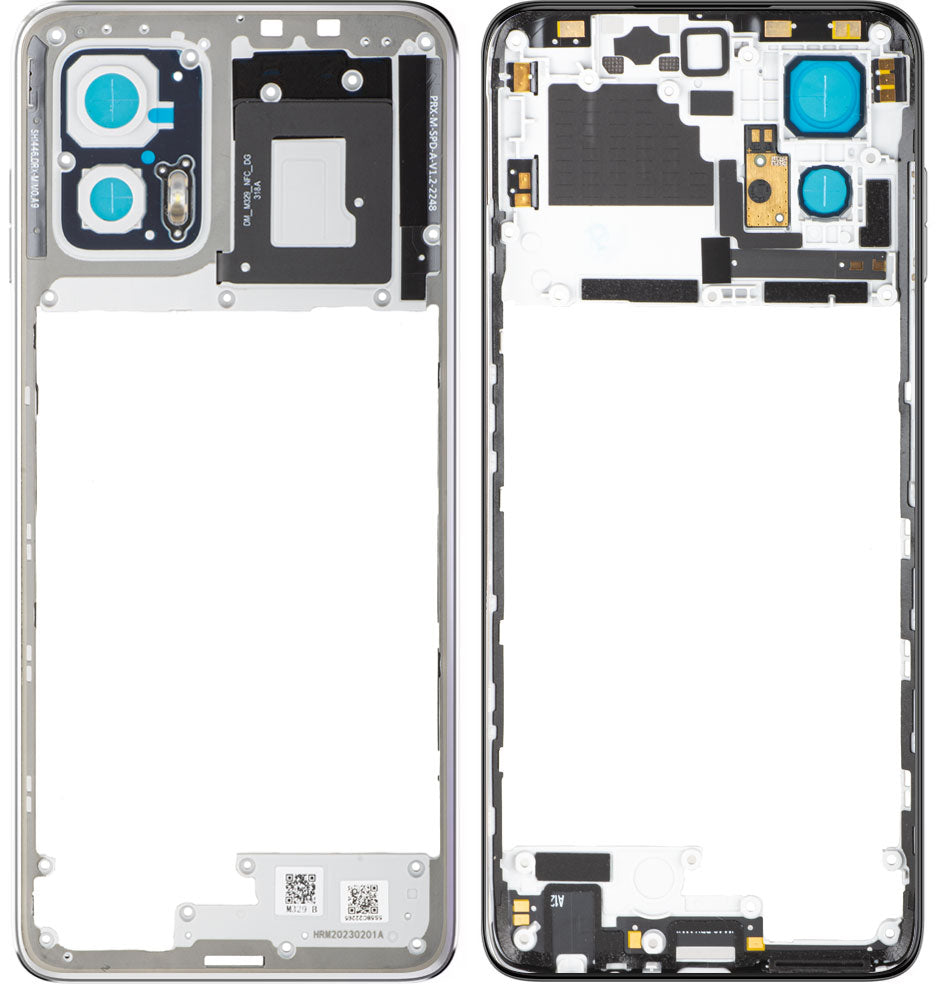 Carcasa Mijloc Motorola Moto G73, Srebrna (Lucent White), Service Pack 5S58C22265