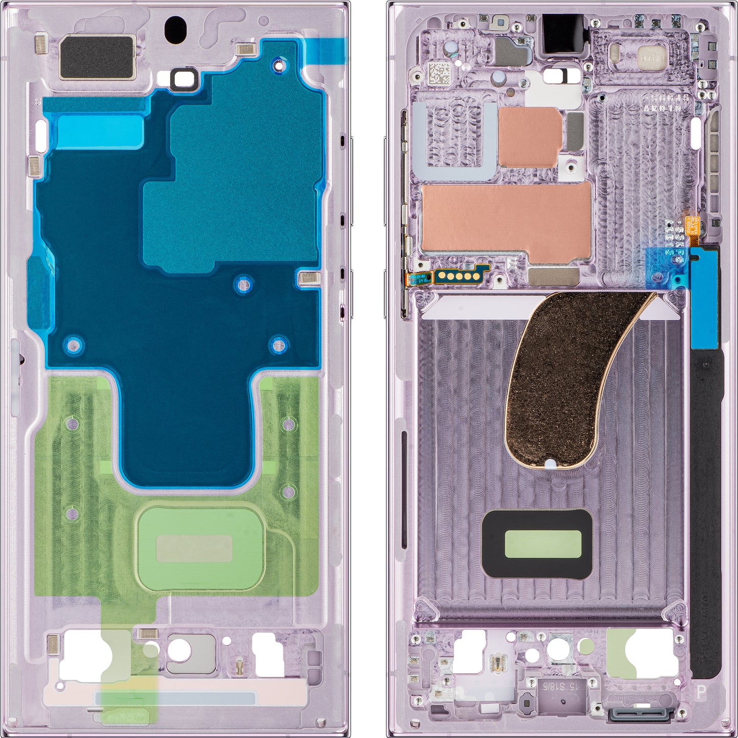 Kućište Sredina Samsung Galaxy S23 Ultra S918, Ljubičasta (Lavanda), Service Pack GH96-15833D