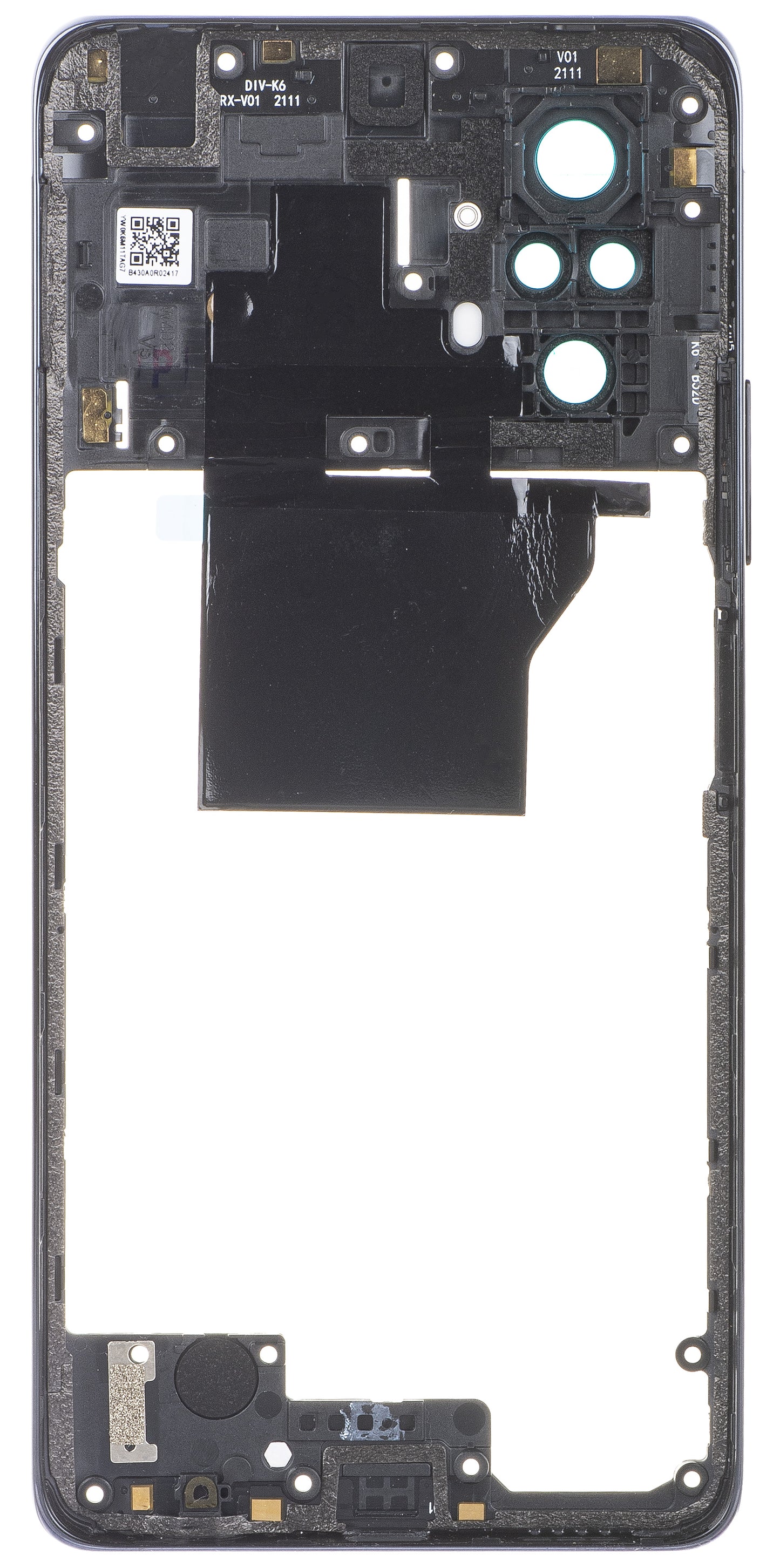 Srednji okvir - Staklo zadnje kamere Xiaomi Redmi Note 10 Pro, Siva