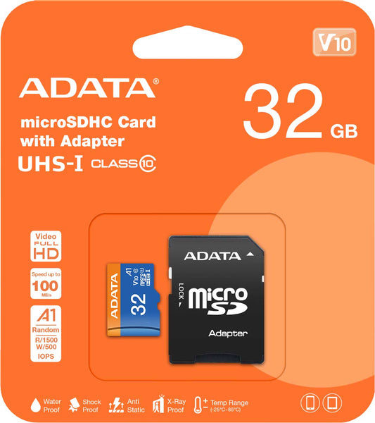 Memorijska kartica microSDXC Adata, 32Gb, Klasa 10 / UHS-1 U1, Sa adapterom AUSDH32GUICL10A1-RA1