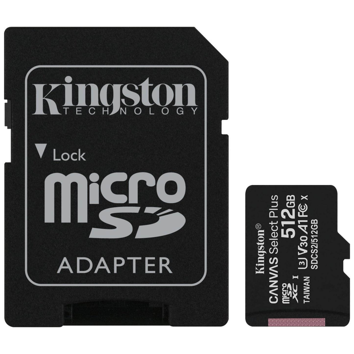 Memorijska kartica microSDXC Kingston Canvas Select Plus Android A1, 512Gb, Klasa 10 / UHS-1 U3, sa adapterom SDCS2/512GB