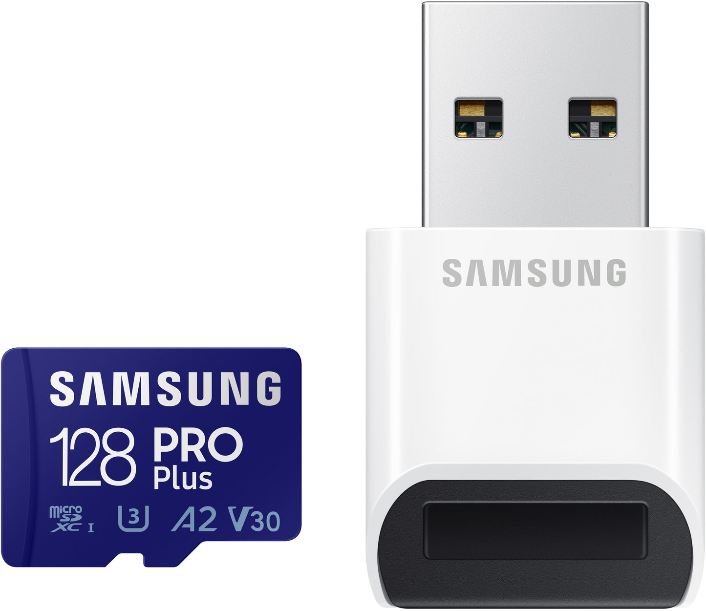 Memorijska kartica microSDXC Samsung PRO Plus, 128Gb, Klasa 10 / UHS-1 U3, Sa čitačem kartica i adapterom MB-MD128KB/WW