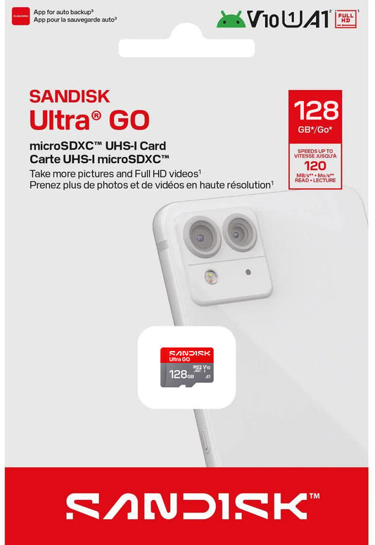 Memorijska kartica microSDXC SanDisk Ultra GO Android A1, 128Gb, Klasa 10 / UHS-1 U1 SDSQUGN-128G-GN6MN