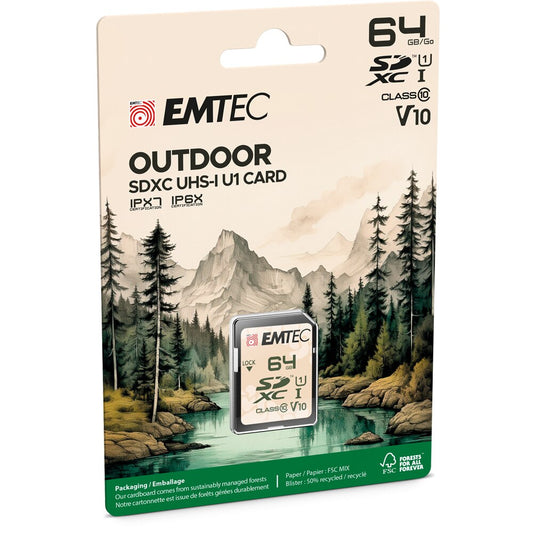 Card Memorie SDHC Emtec Outdoor, 64Gb, Klasa 10 / UHS-1 U1 ECMSD64GXCU1OR