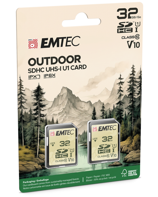 SDHC memorijska kartica Emtec Rugged Outdoor, 32Gb, Klasa 10 / UHS-1 U1, Set 2 komada ECMSD32GHCU1ORP2