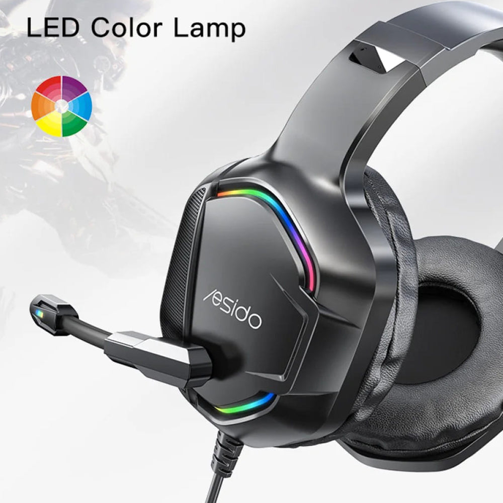 Slušalice za igranje 3.5mm Yesido EK01, RGB, 1.2m, Crne