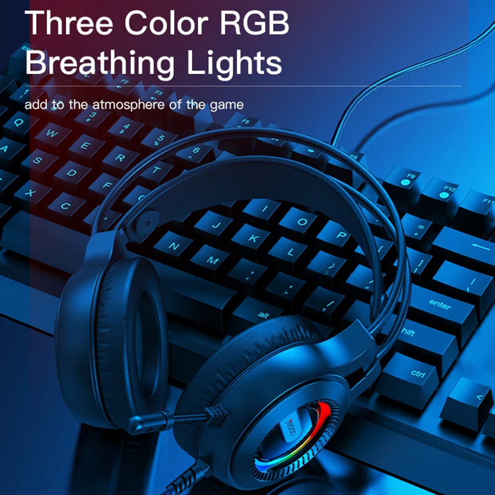Slušalice za igranje 3.5mm Yesido EK02, RGB, 2.2m, Crne
