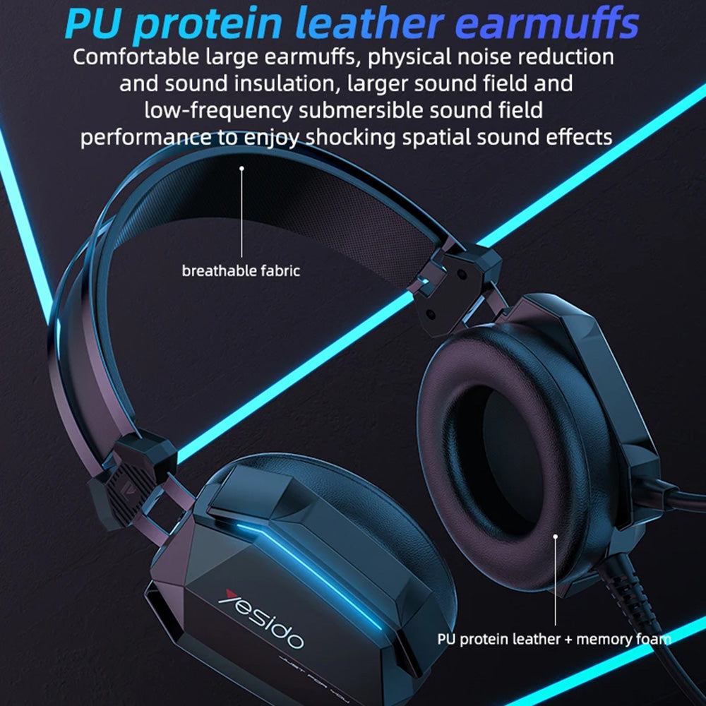 Gaming slušalice 3.5mm Yesido EK03, RGB, 2m, Crne