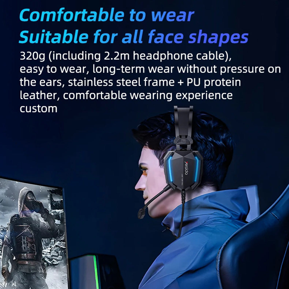 Gaming slušalice 3.5mm Yesido EK03, RGB, 2m, Crne