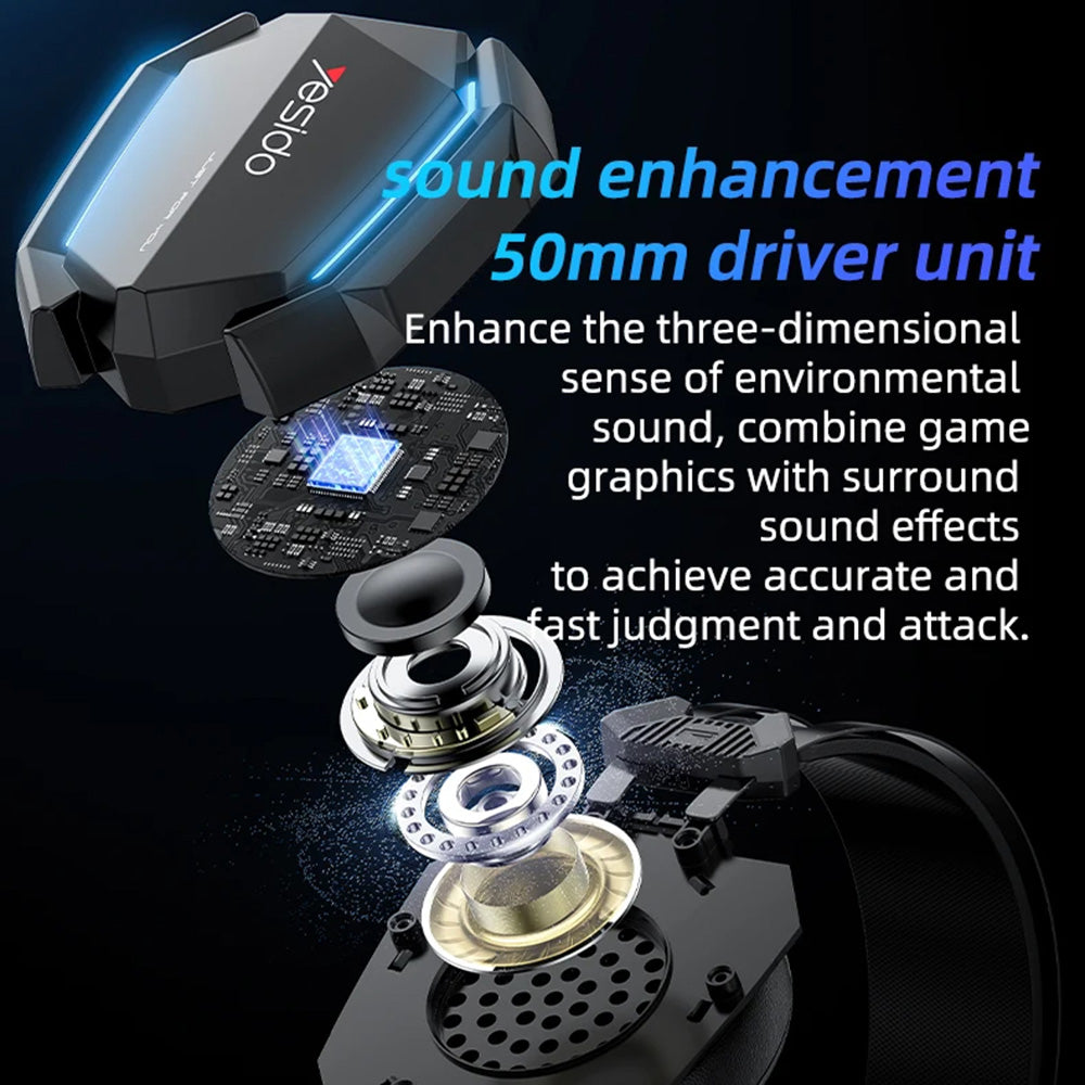 Gaming slušalice 3.5mm Yesido EK03, RGB, 2m, Crne