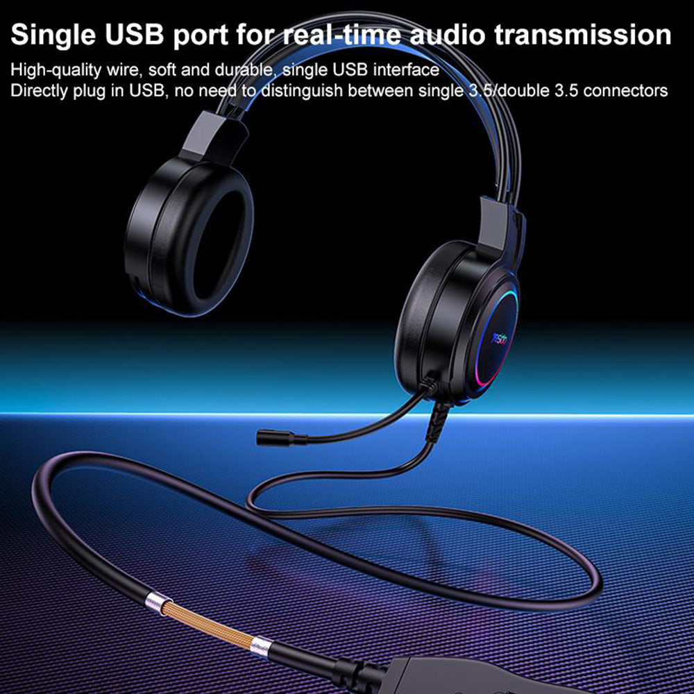 Gaming slušalice USB Yesido EK05, RGB, 1.2m, Crne