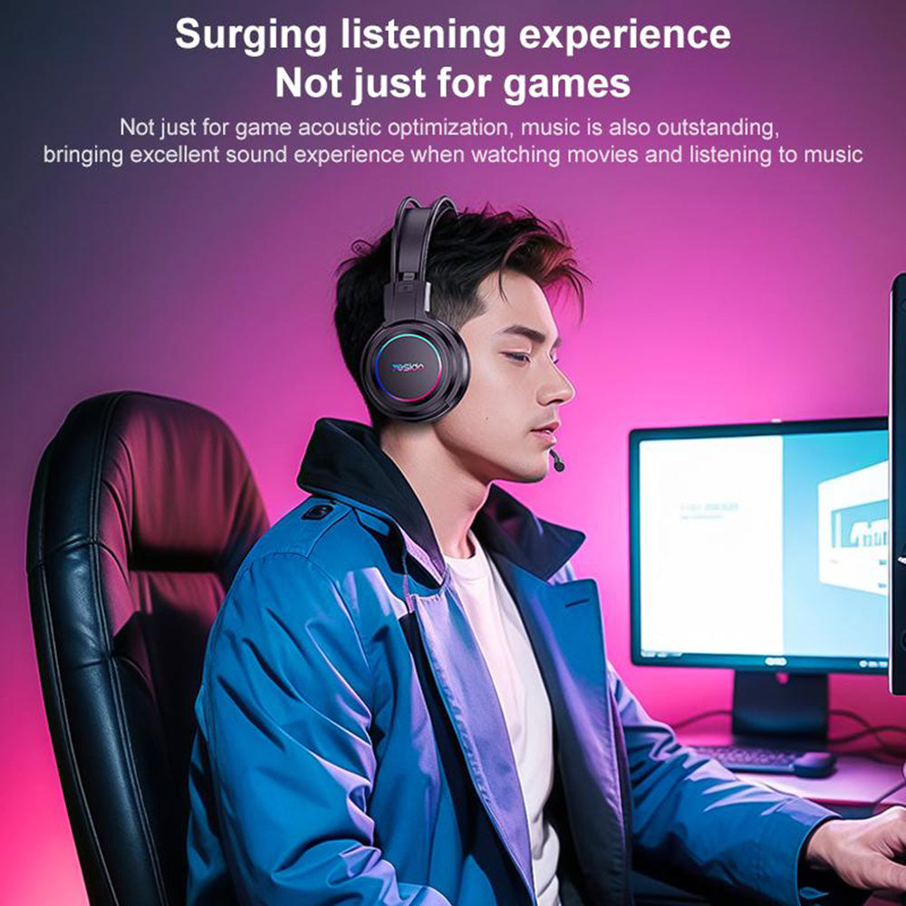 Gaming slušalice USB Yesido EK05, RGB, 1.2m, Crne