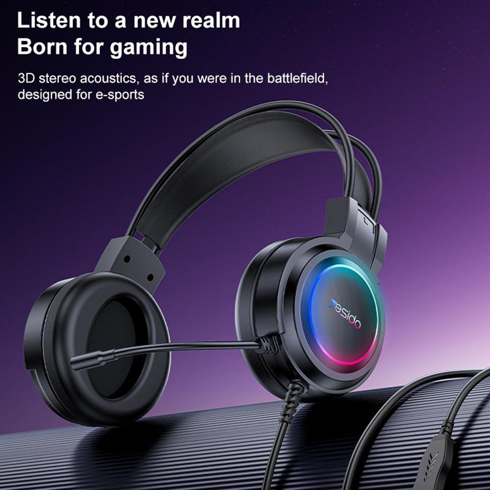 Gaming slušalice USB Yesido EK05, RGB, 1.2m, Crne
