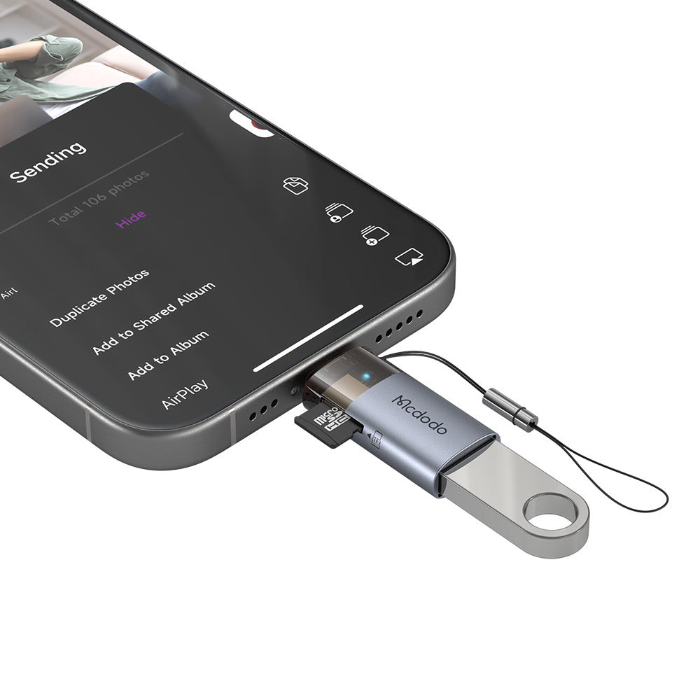 Čitač kartica Lightning McDodo OT-7850, USB-A (OTG) - microSD, Crni