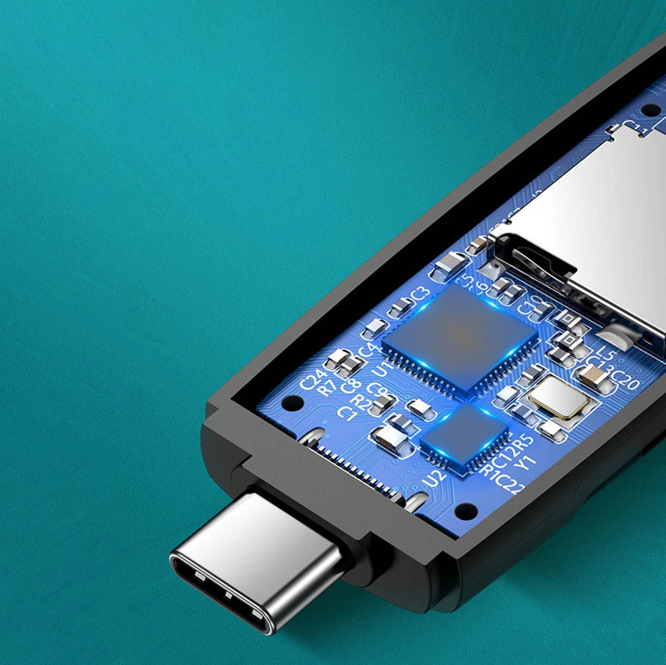 Čitač kartica USB / USB-C UGREEN CM304, SD - microSD, Crni