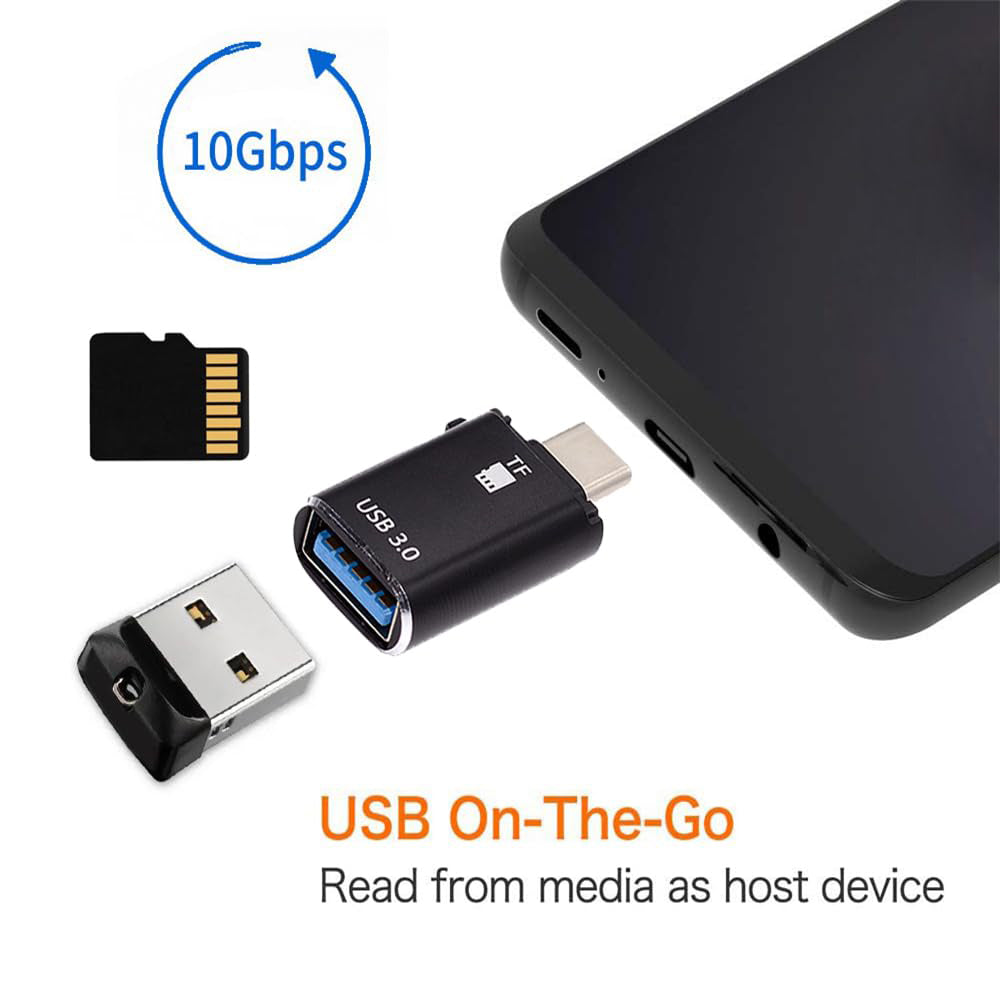 Čitač kartica USB-C Techsuit AluVoltX, USB-A (OTG) - microSD, Crni