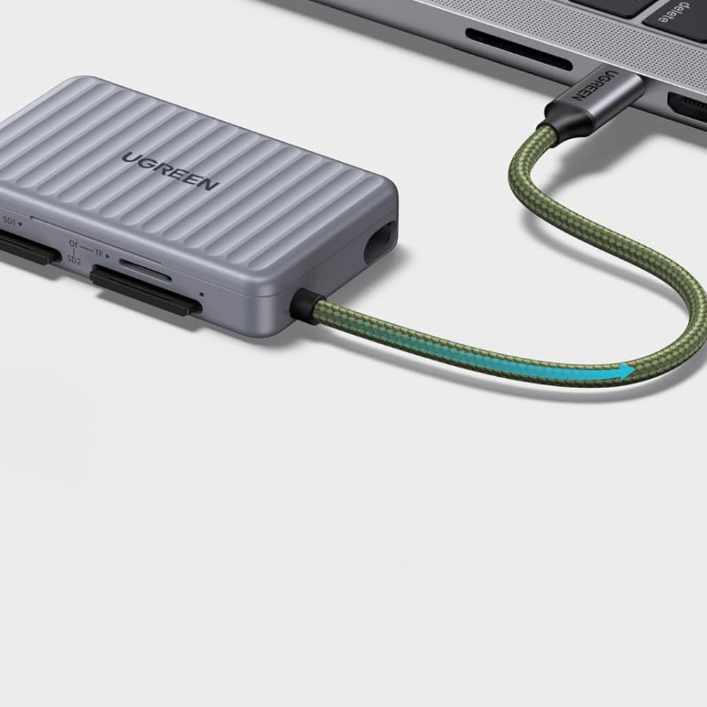 Čitač kartica USB-C sa organizatorom UGREEN 55886, 2 x SD - microSD, Sivi