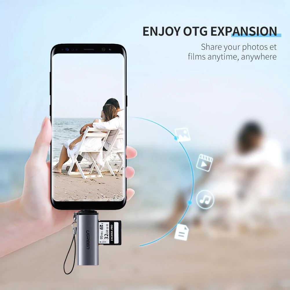 Čitač kartica USB-C UGREEN CM184, SD - microSD, Sivi