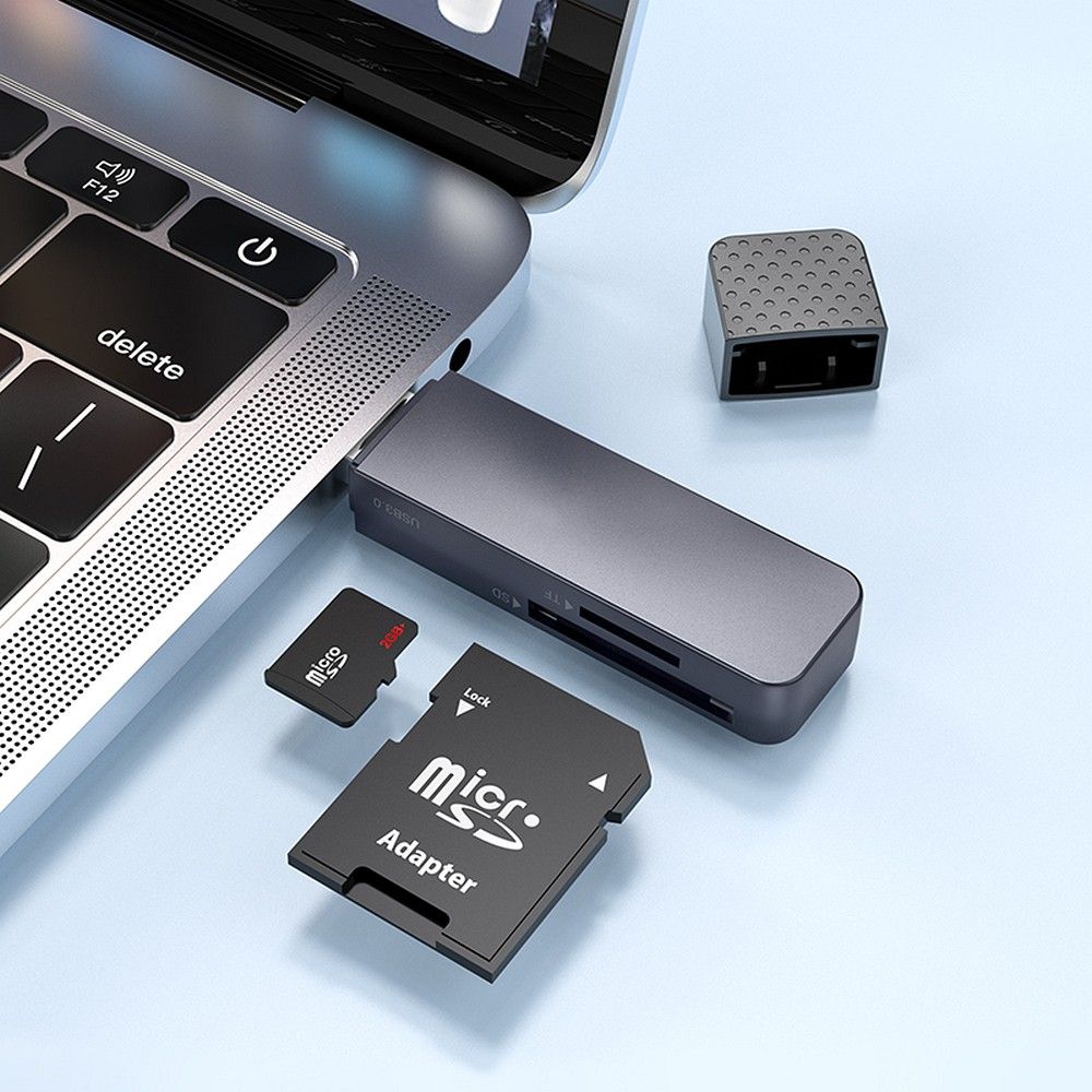 Čitač kartica USB HOCO HB45, SD - microSD, Sivi