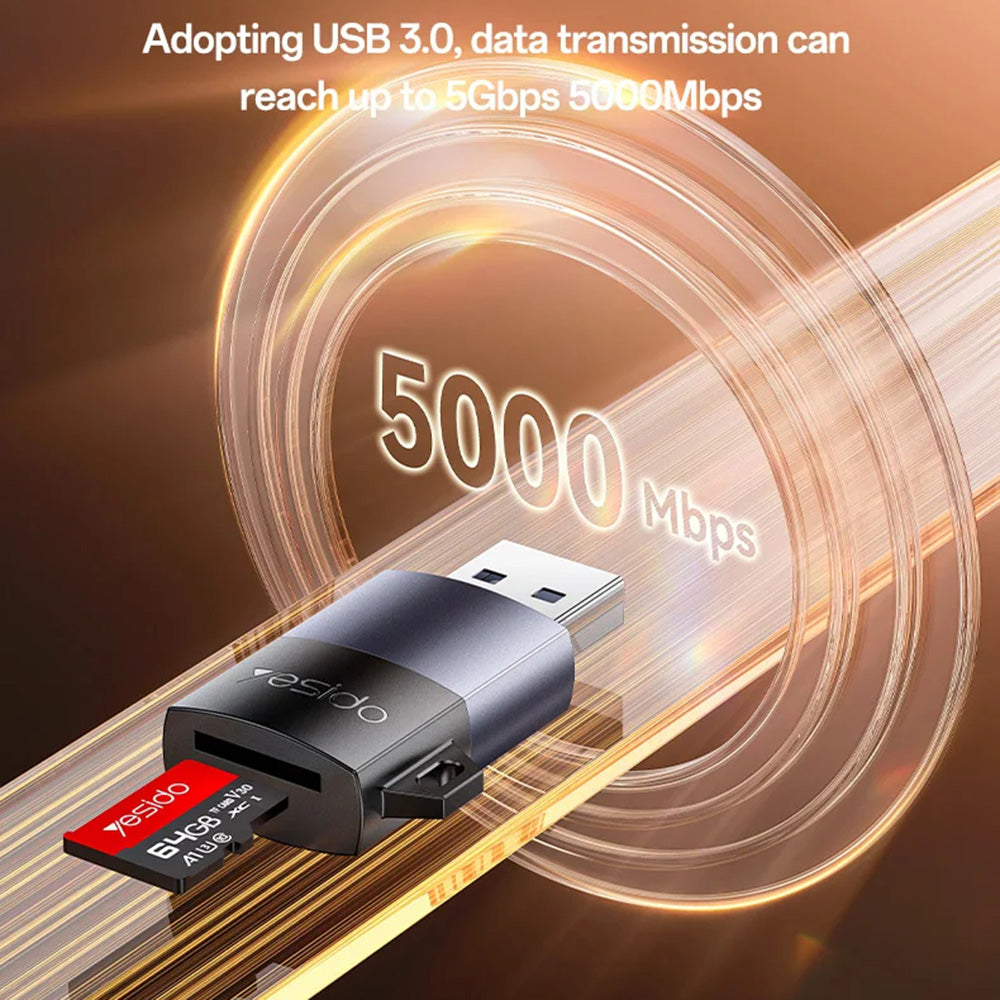 Čitač kartica USB 3.0 Yesido GS36, microSD, Crni