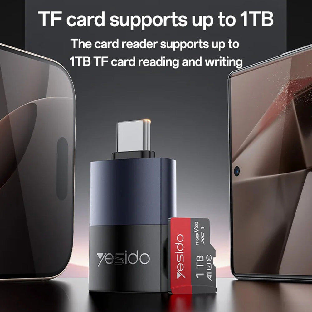 Čitač kartica USB-C Yesido GS37, microSD, Crni