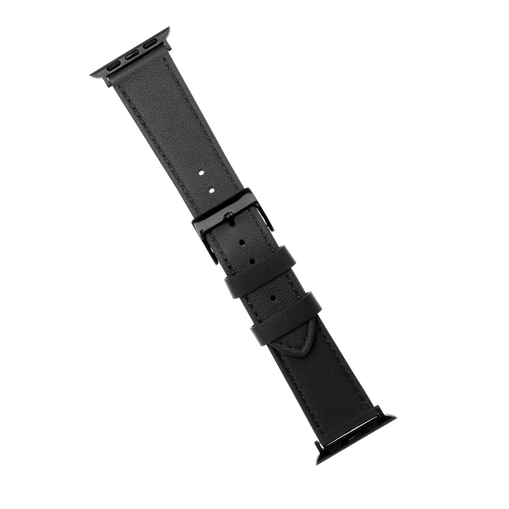 Kaiš Fixed Leather za Apple Watch 49mm / 46mm / 45mm / 44mm / 42mm serije, Crni