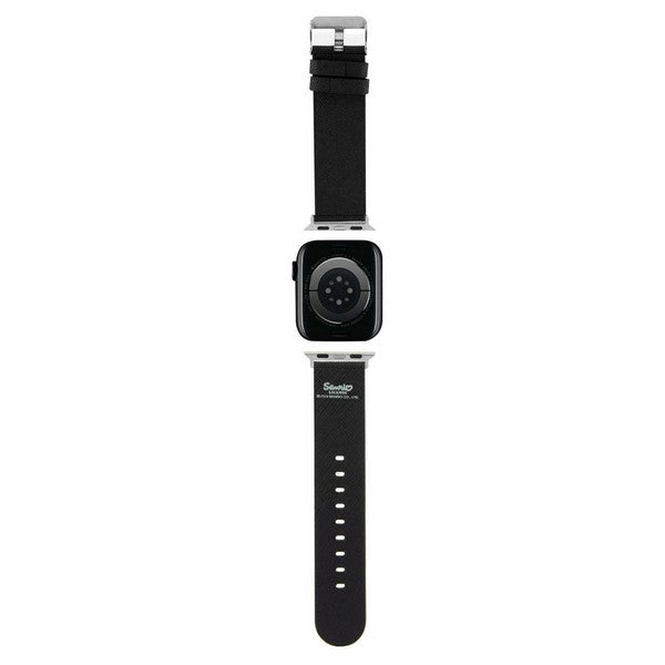 Kaiš Hello Kitty Leather Kitty & Bows za Apple Watch 42mm / 41mm / 40mm / 38mm seriju, Crna