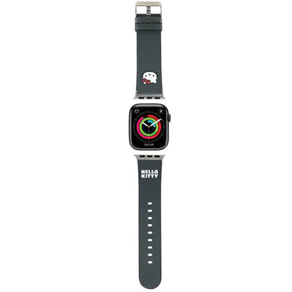 Kaiš Hello Kitty Leather Kitty Head za Apple Watch 42mm / 41mm / 40mm / 38mm seriju, Crna