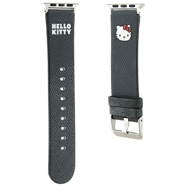 Kaiš Hello Kitty Leather Kitty Head za Apple Watch 42mm / 41mm / 40mm / 38mm seriju, Crna