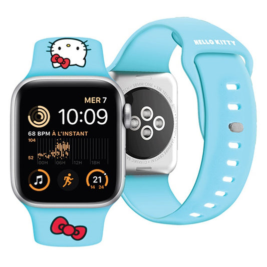 Kaiš Hello Kitty Silicone Kitty Head za Apple Watch 42mm / 41mm / 40mm / 38mm seriju, Plava.