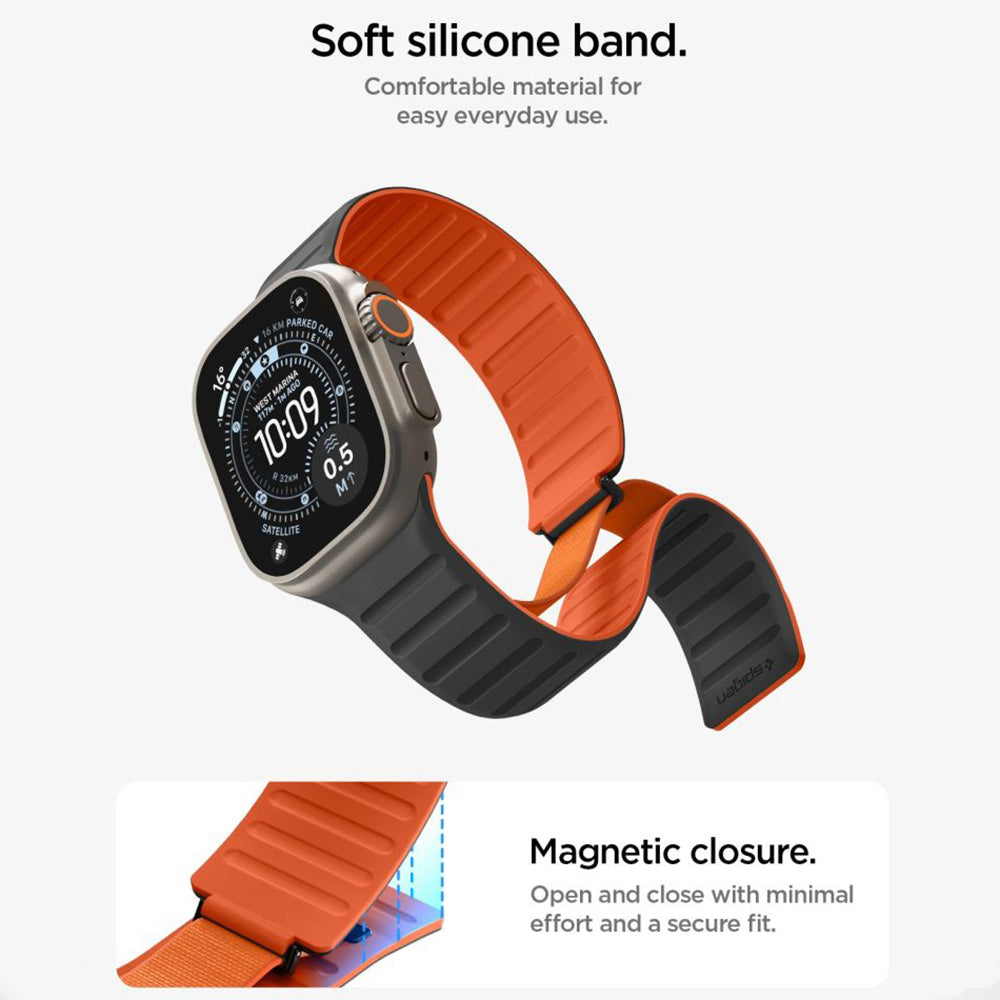 Spigen Athlex Air M kaiš za Apple Watch 49mm / 46mm / 45mm / 44mm Series, Crno Narandžasti AMP11534