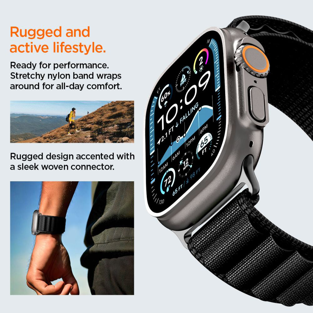 Kaiš Spigen WBF1 za Apple Watch 49mm / 46mm / 45mm / 44mm Series, Crni AMP10144