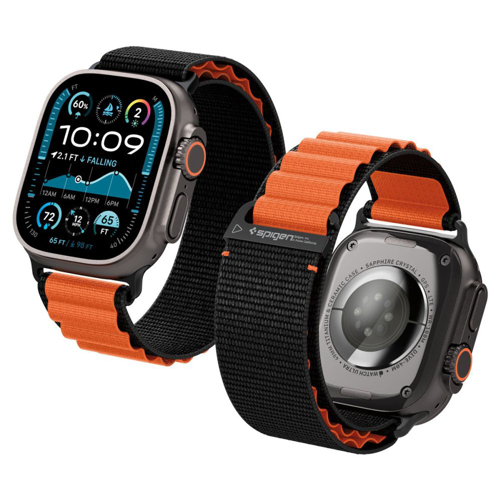 Kaiš Spigen WBF1 za Apple Watch 49mm / 46mm / 45mm / 44mm serije, Crno-narandžasti AMP10145