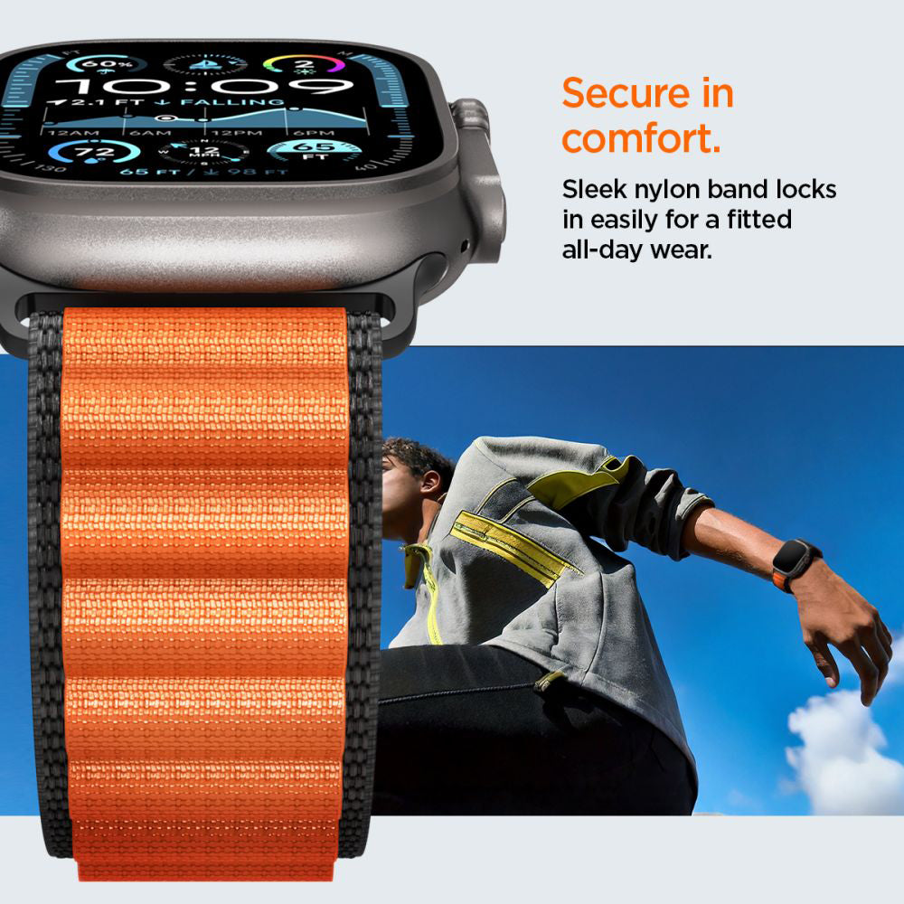 Kaiš Spigen WBF1 za Apple Watch 49mm / 46mm / 45mm / 44mm serije, Crno-narandžasti AMP10145