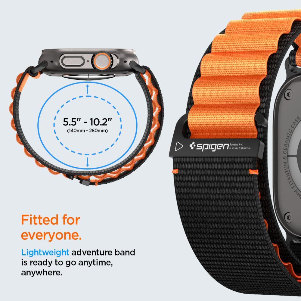 Kaiš Spigen WBF1 za Apple Watch 49mm / 46mm / 45mm / 44mm serije, Crno-narandžasti AMP10145