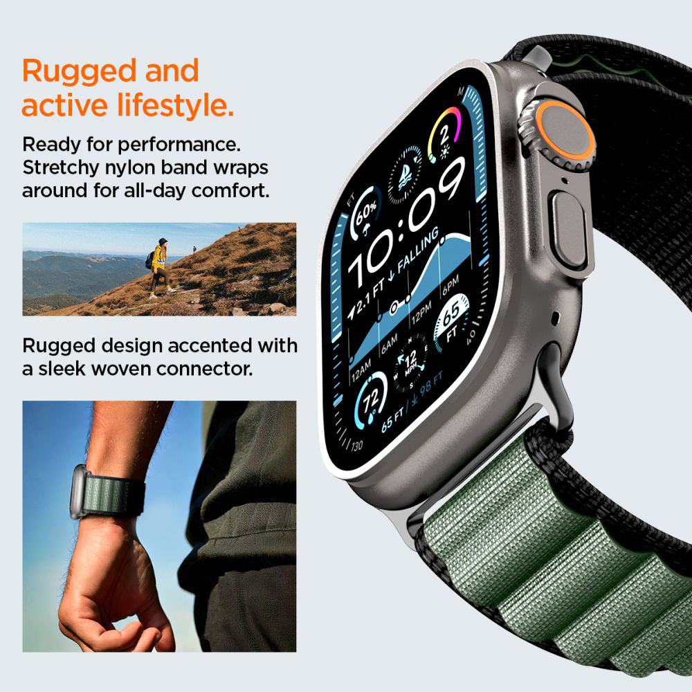 Kaiš Spigen WBF1 za Apple Watch 49mm / 46mm / 45mm / 44mm Series, Crno Zeleni AMP10223