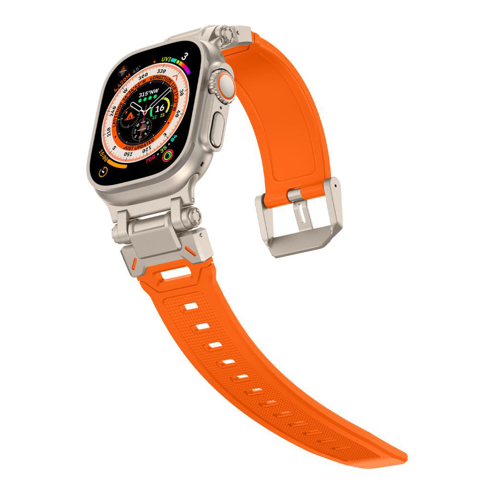 Kaiš Techsuit W064 za Apple Watch 49mm / 46mm / 45mm / 44mm / 42mm serije, Srebrno-narandžasti